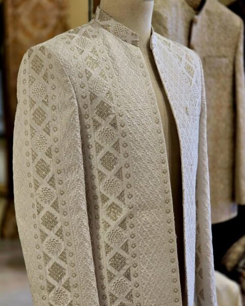 White Brown Shade Sherwani