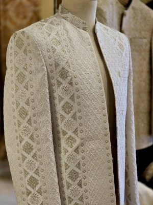White Brown Shade Sherwani